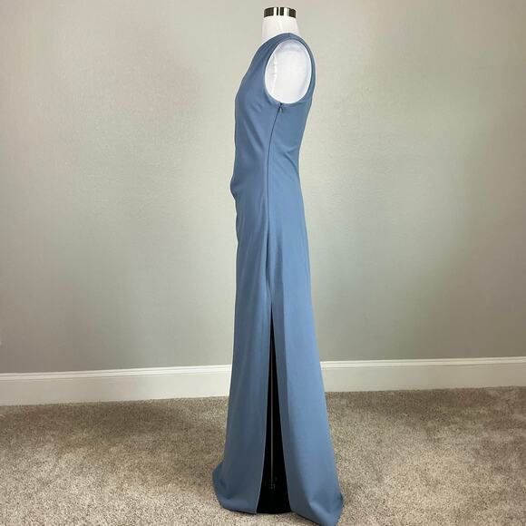 Sachin & Babi One Shoulder Long Column Evening Gown Slate Blue Size 12 Dress - Picture 6 of 12